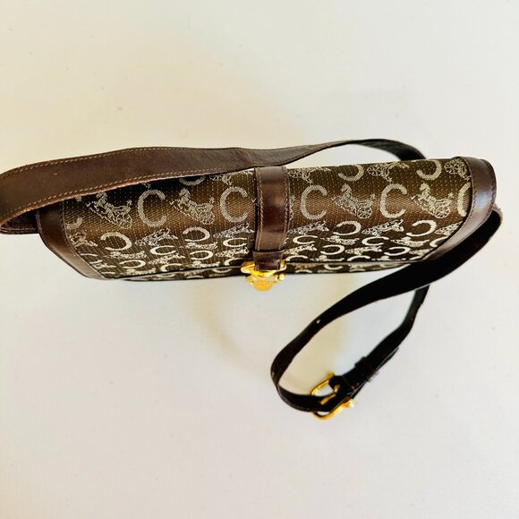 CELINE PARIS 2-WAY LEATHER AND CANVAS SIGNATURE MONO LOGO SHOULDER BAG VINTAGE - Picture 5 of 10